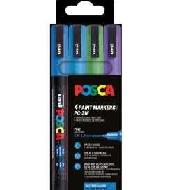 Posca Tuscher - PC-3M - 4 stk. - Blå/Grøn/Lilla m. Glimmer