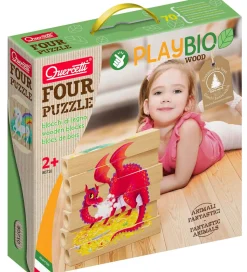 Quercetti Puslespil - Playbio Træ - Fabeldyr - 4x6 Brikker - 807