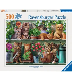 Ravensburger Puslespil - 500 Brikker - Cats On The Shelf