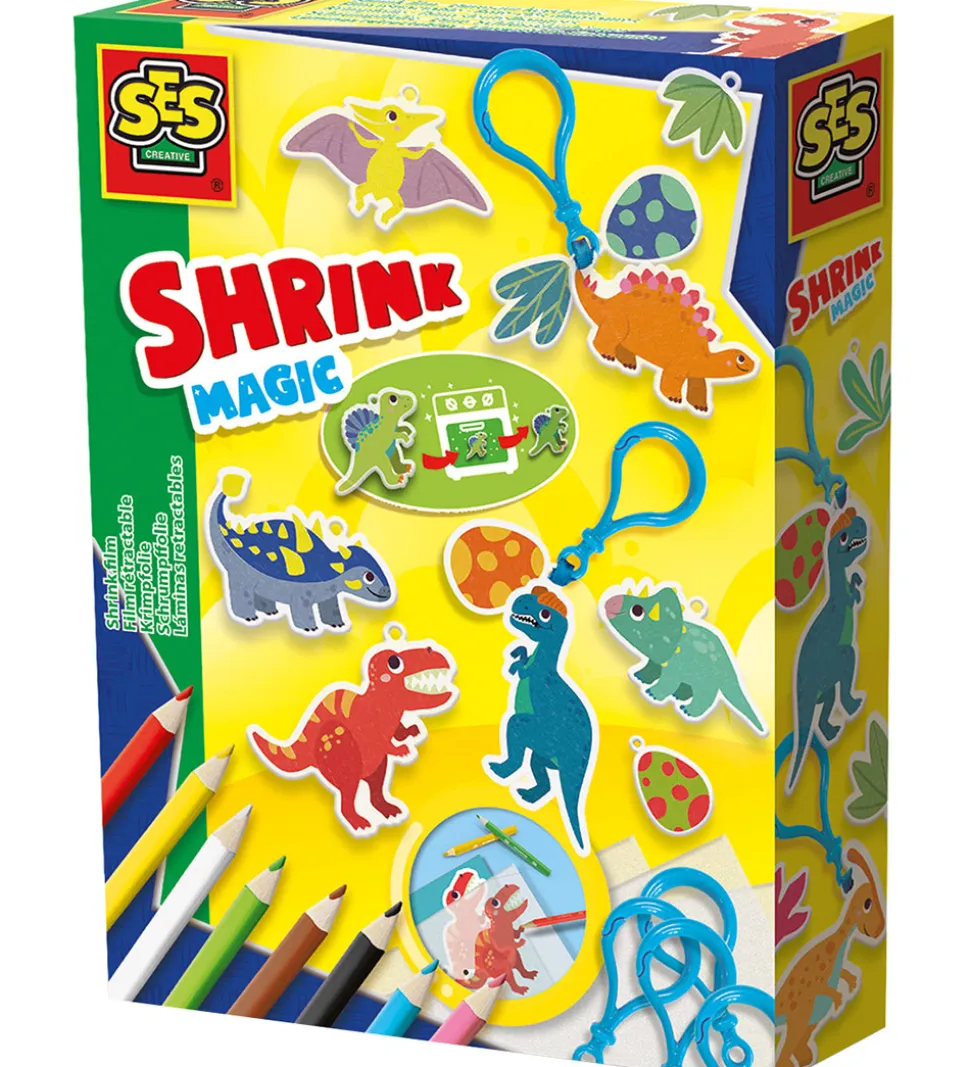 SES Creative Kreasæt - Krympeplast - Dinosaur Nøgleringe