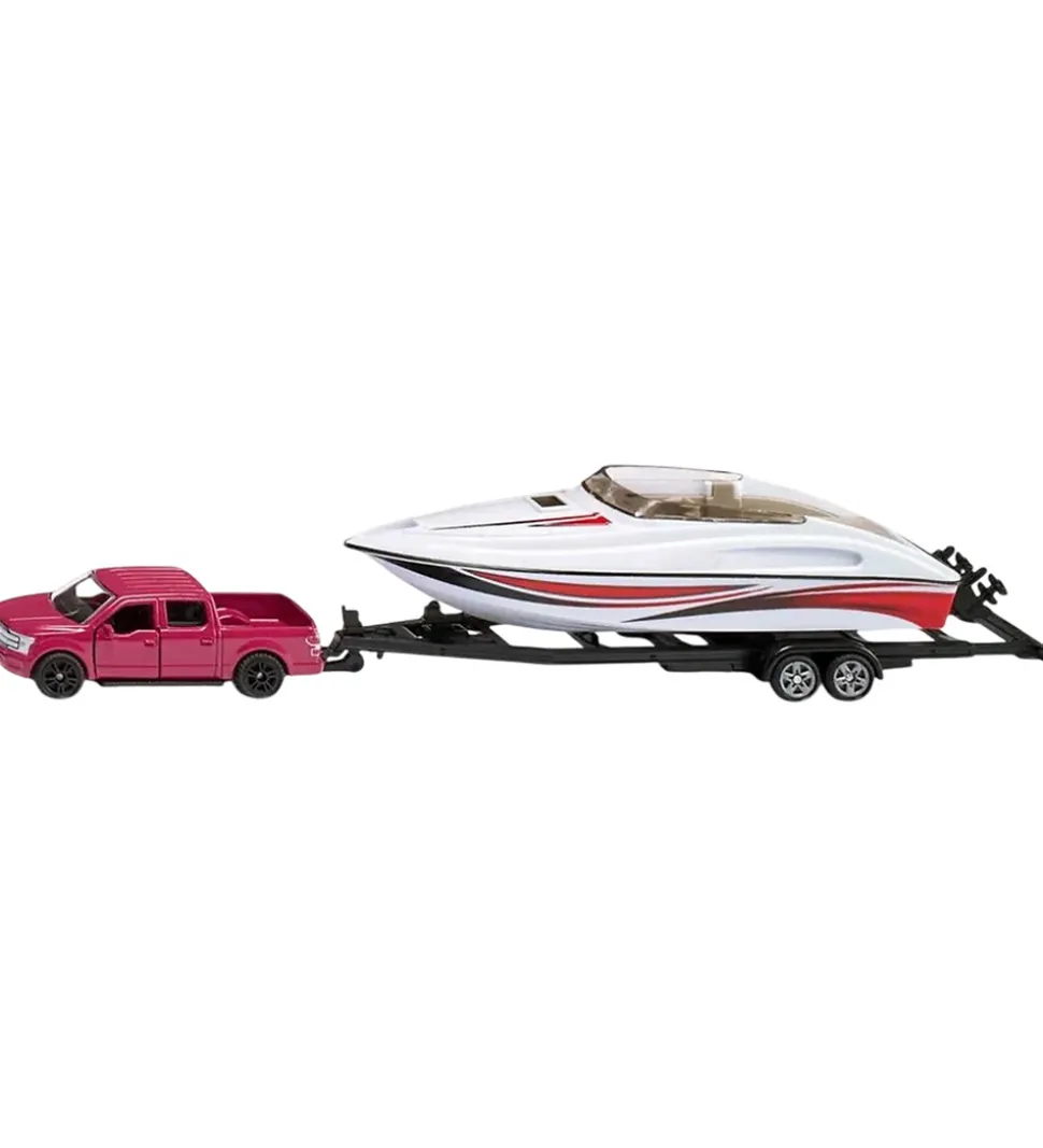 Siku Bil m. Båd - Ford F150 m. Motorbåd - 1:55 - Rød/Hvid