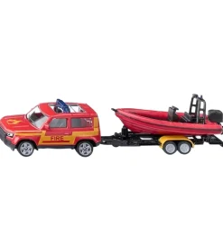 Siku Bil m. Båd - Land Rover Defender m. Boat - Rød/Gul