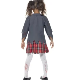Smiffys Udklædning - Zombie School Girl - Grå/Hvid/Rød
