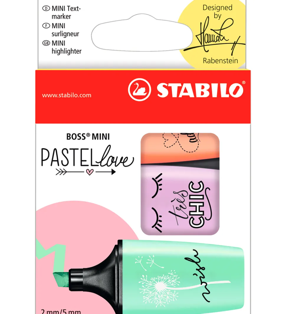 Stabilo Overstregningstuscher - Mini Pastel - 3 Stk - Multifarve