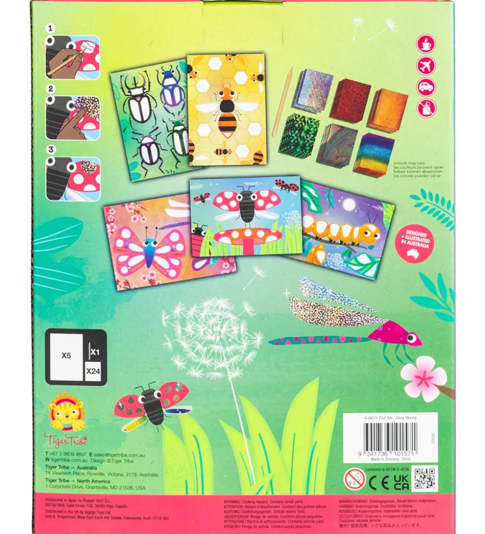 Tiger Tribe Kreasæt - Foil Art - Bug World