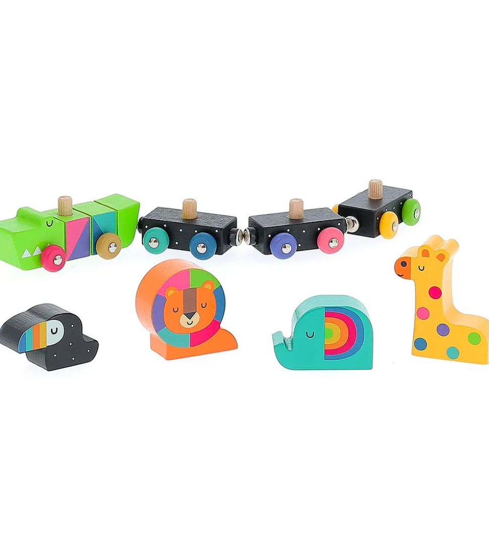 Vilac Tog - Træ - 8 Dele - Tog Med Dyr